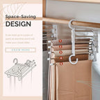 Telescopic Folding Pants Storage Rack Closet Organizer Multifunctional Hanger Space-Saving Adjustable Wardrobe - View 3