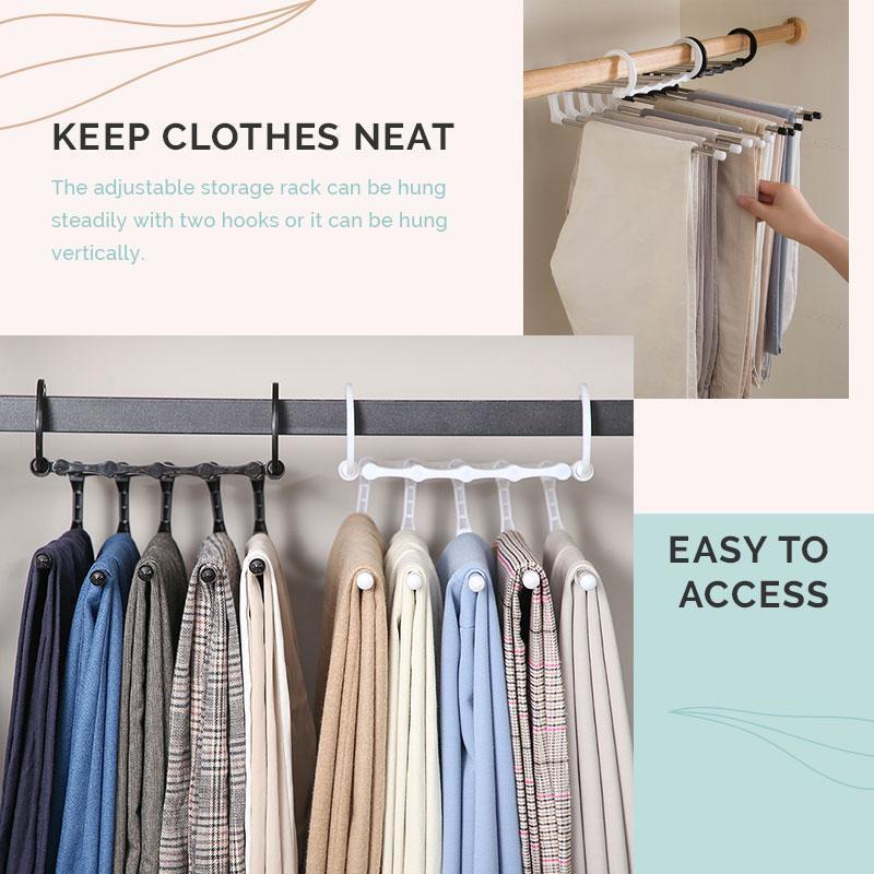 Telescopic Folding Pants Storage Rack Closet Organizer Multifunctional Hanger Space-Saving Adjustable Wardrobe - View 5