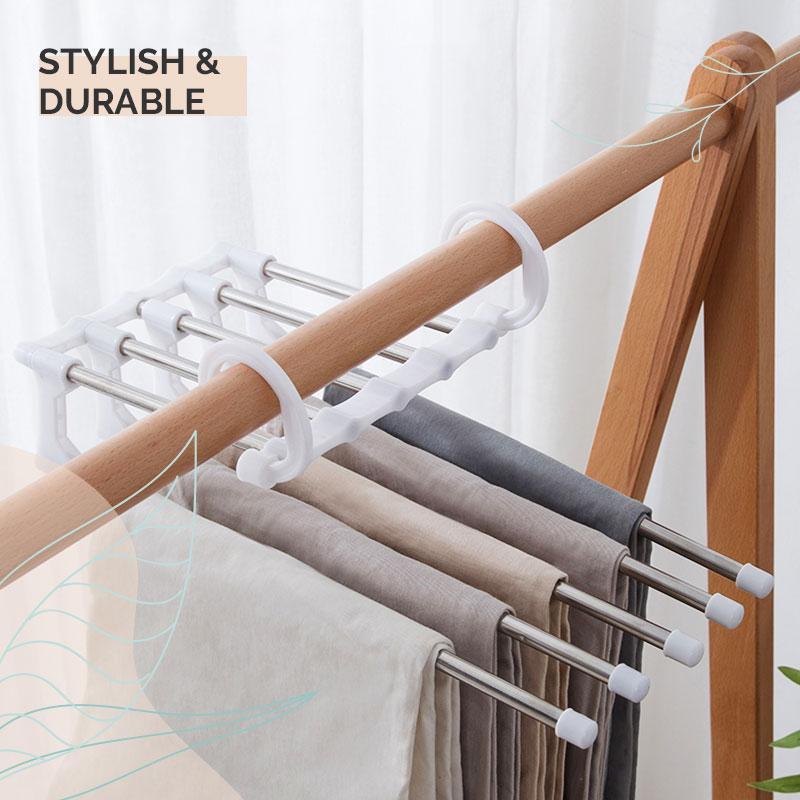 Telescopic Folding Pants Storage Rack Closet Organizer Multifunctional Hanger Space-Saving Adjustable Wardrobe - View 6