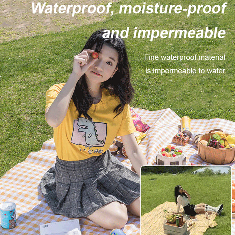 Waterproof Foldable Picnic Blanket — Large Outdoor Mat, Portable Beach Ground Cover, Camping Travel Pad, Plaid Blanket - View 2
