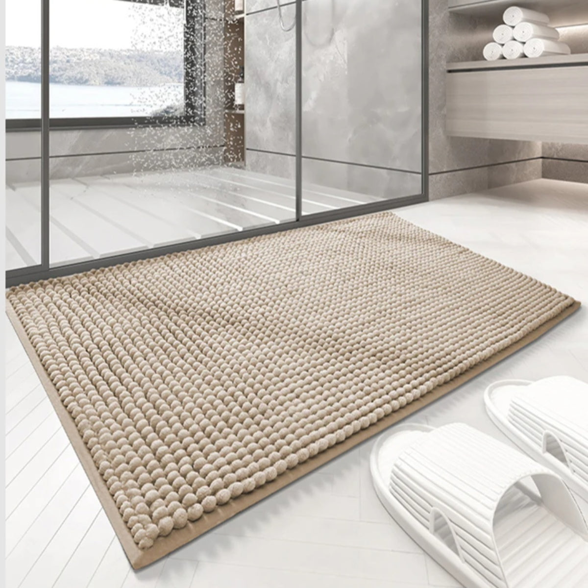 Chenille Bathroom Rug — Super Absorbent Bath Mat Thick Non-Slip Shower Rug Soft Microfiber Floor Mat Machine Washable Ba - View 3