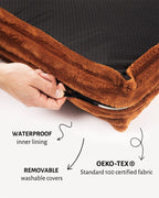 Tan Brown Flannel Orthopedic Dog Bed — Memory Foam Pet Mattress, Joint Relief for Arthritic Dogs, Washable Flannel Cover, Orthopedic Support Bed - View 3
