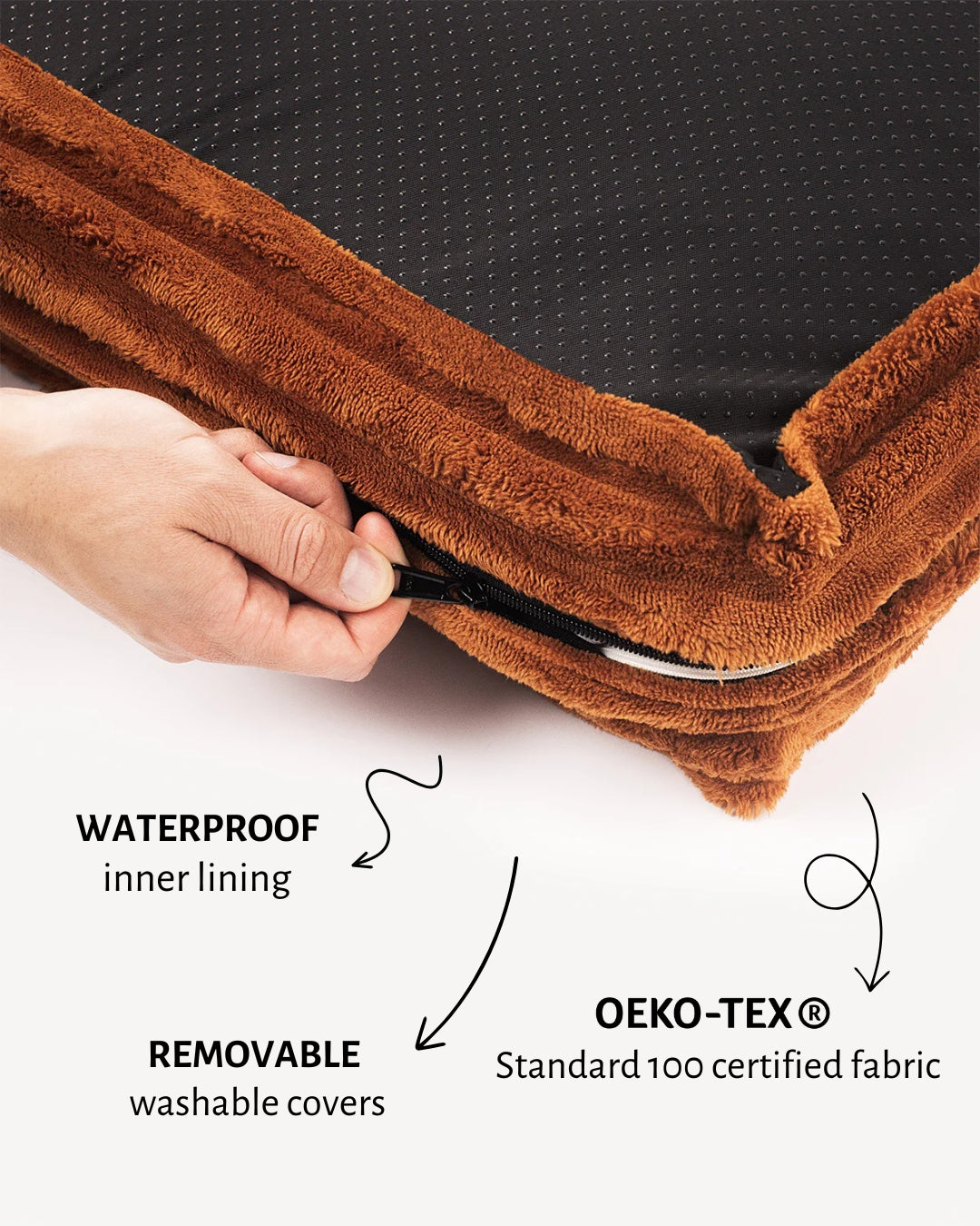 Tan Brown Flannel Orthopedic Dog Bed — Memory Foam Pet Mattress, Joint Relief for Arthritic Dogs, Washable Flannel Cover, Orthopedic Support Bed - View 3