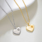 Tiny Heart Paw Print Necklace — Sterling Silver Pet Memorial Jewelry, Dog Cat Lover Pendant, Adjustable Chain Gift, Minimalist Animal Print Accessory - View 6
